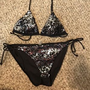 Black sequin bikini set